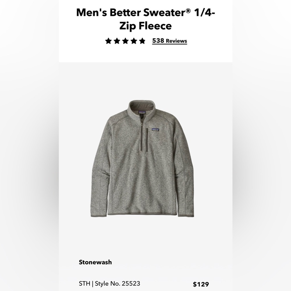 Mens Patagonia pullover sweater